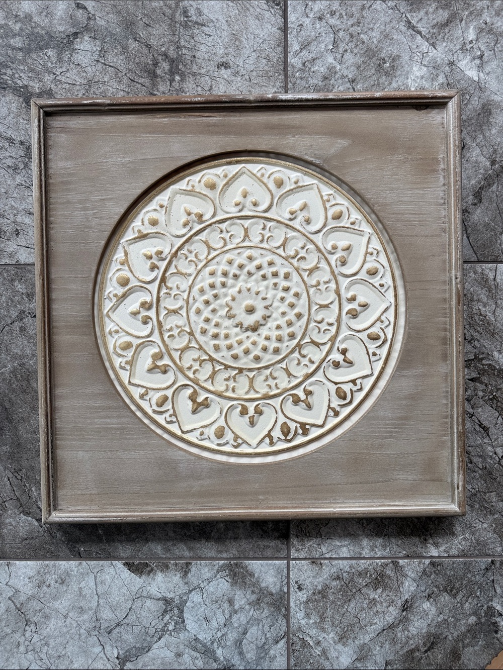 Neutral Cream & Tan Carved Medallion Wall Art - Home Accent